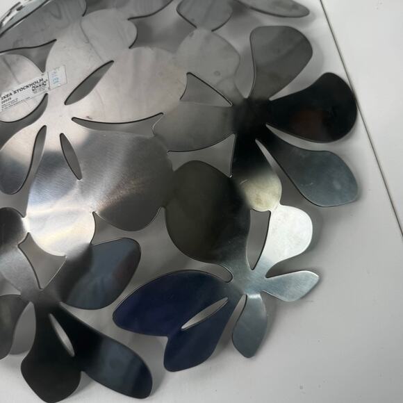 IKEA Large Stainless Metal Steel Bowl Monika Mulder Floral Design Stockholm 17" - Picture 5 of 7